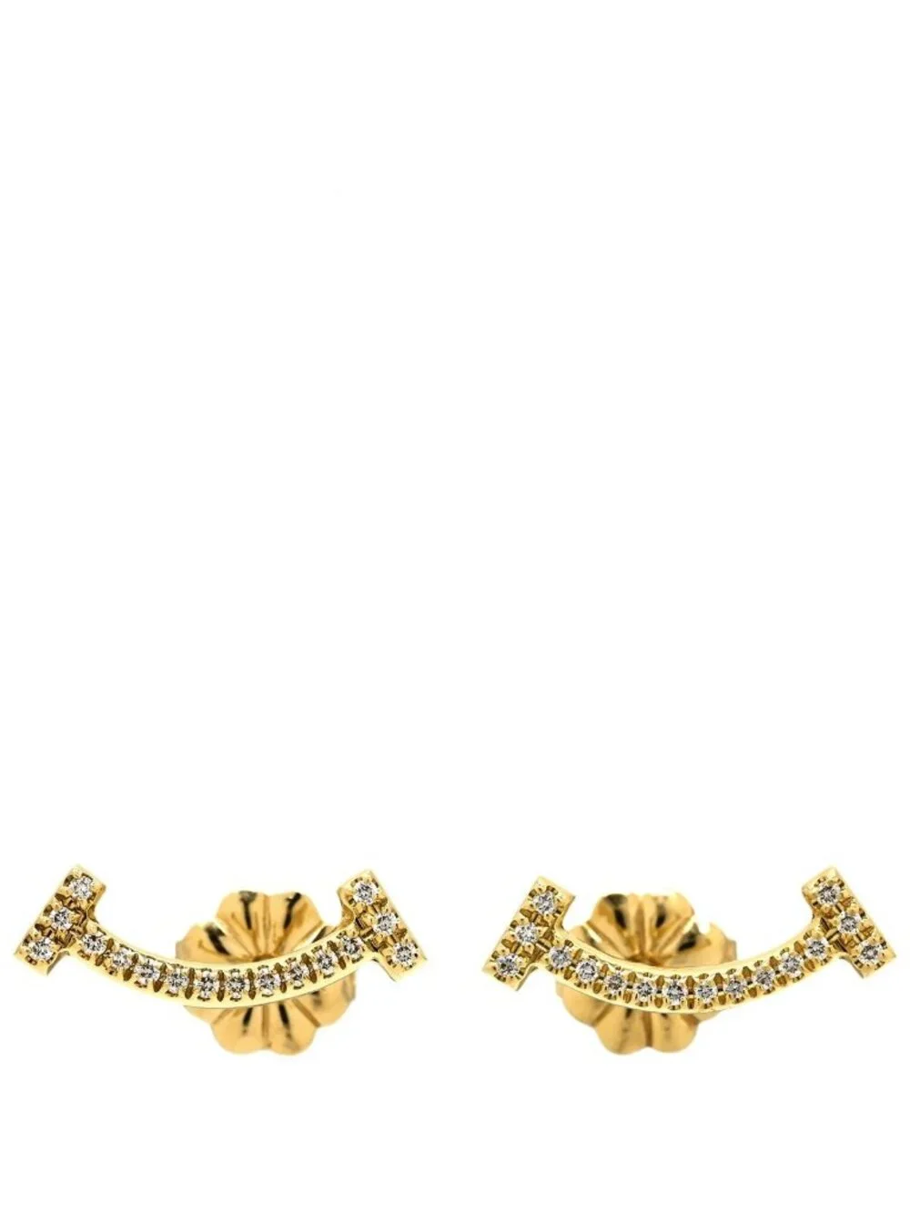Tiffany & Co Earrings T Smile Mini Diamond Yellow Gold 18k